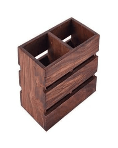 Rustic Wooden Cutlery & Napkin Holder | Set of 2 | 6 x 3 x 4 inches