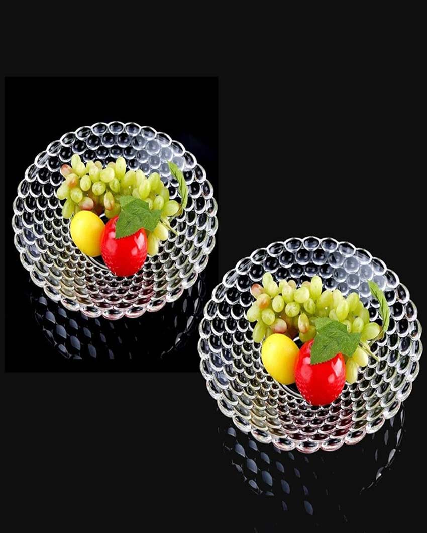 Decorative Crystal Bubble Fruit Accent Bowls | Set of 2 | 10 x 3 inches