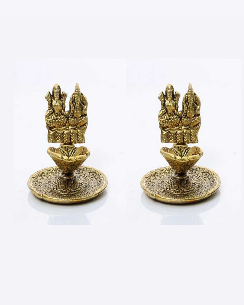 Sacred Laxmi Ganesh Hand Diyas | Set of 2 | 3 x 3 inches