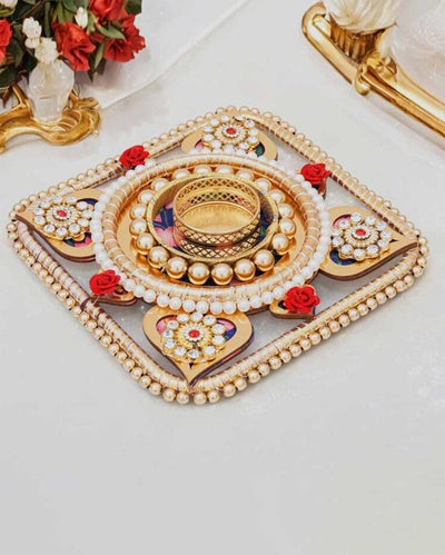 Traditional Pooja Thali with Tea Light Diya Showpiece