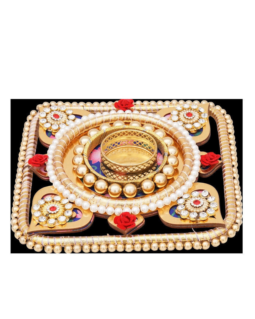 Traditional Pooja Thali with Tea Light Diya Showpiece