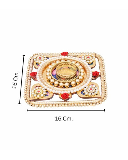 Traditional Pooja Thali with Tea Light Diya Showpiece