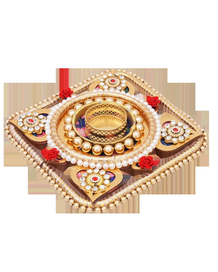 Traditional Pooja Thali with Tea Light Diya Showpiece