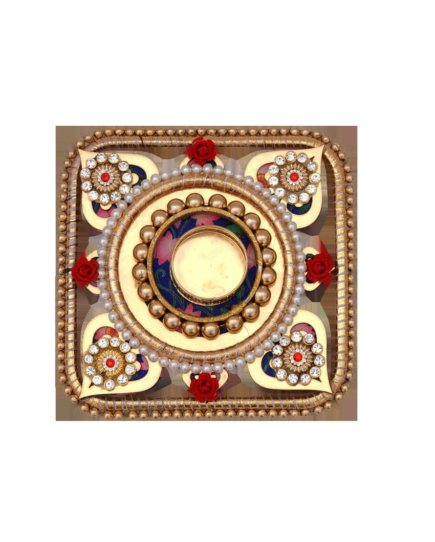 Traditional Pooja Thali with Tea Light Diya Showpiece