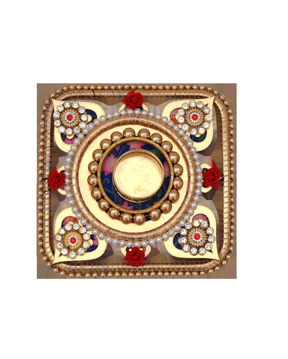 Traditional Pooja Thali with Tea Light Diya Showpiece