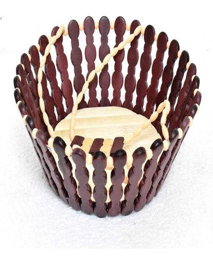 Handy Wooden Fruit Baskets With Beaded Handle | 10 x 4 inches