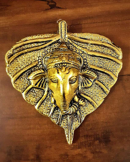 Radiant Gold Plated Ganesh Wall Hanging | Set of 5 | 4 x 5 inches