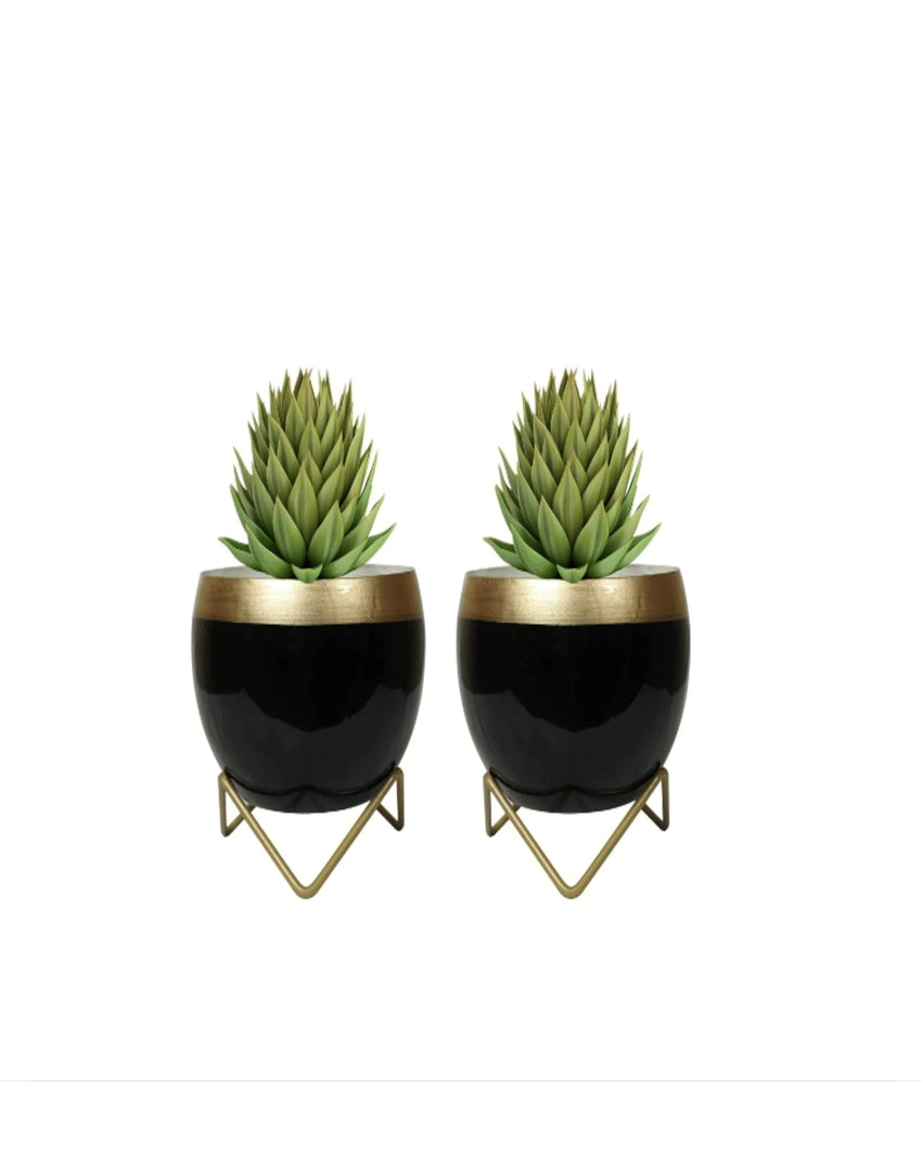 Compact Table Pot With Stands Without Plant | Set of 2 | 6 x 5 inches