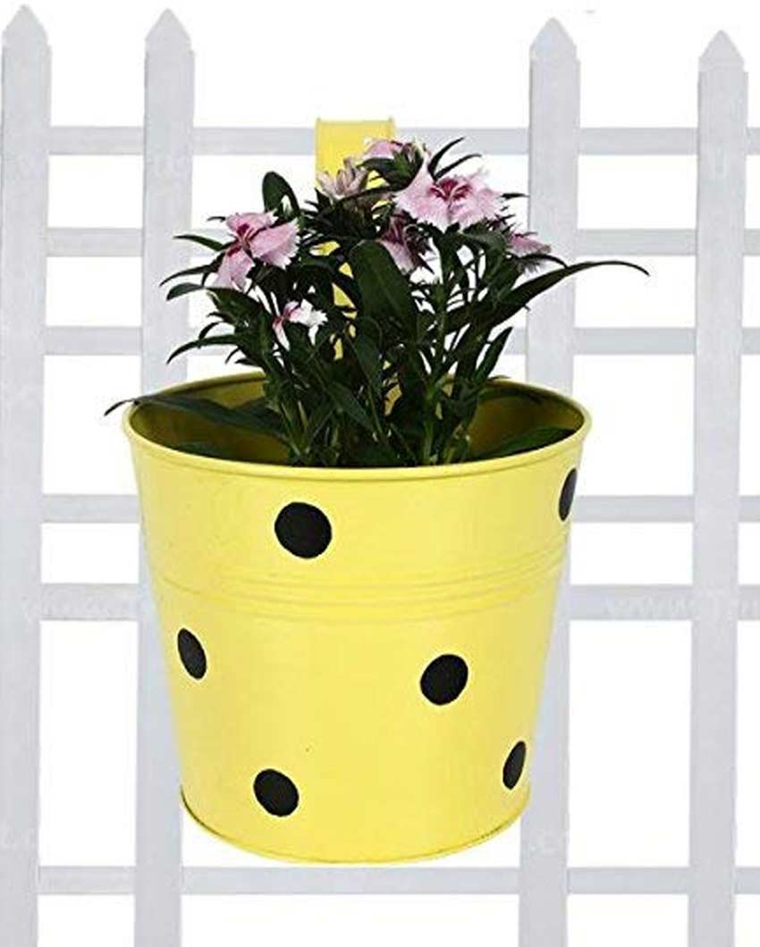 Polka Dotted Galvanized Design With Hooks For Hanging Planter Pot Mugs | Pack of 5 | 6 x 11 inches