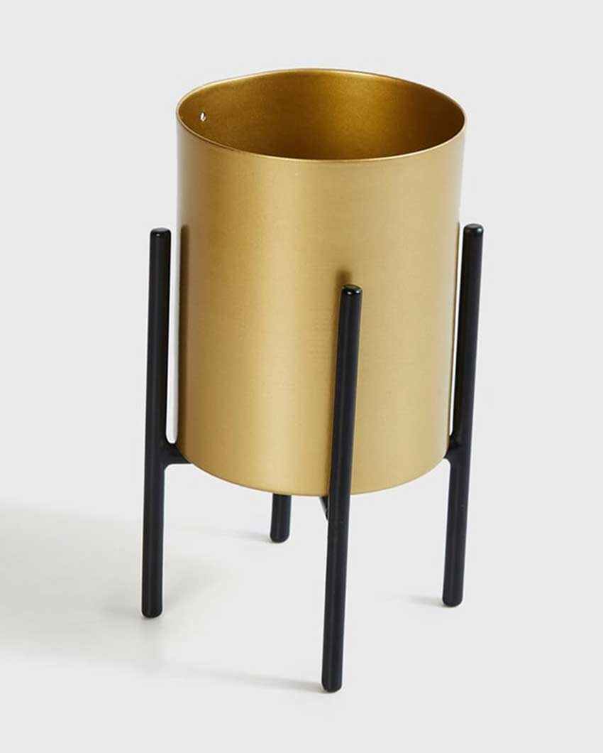 Contemporary Cylindrical Design Stand With Planter Pot Without Plant | 7 x 10 inches