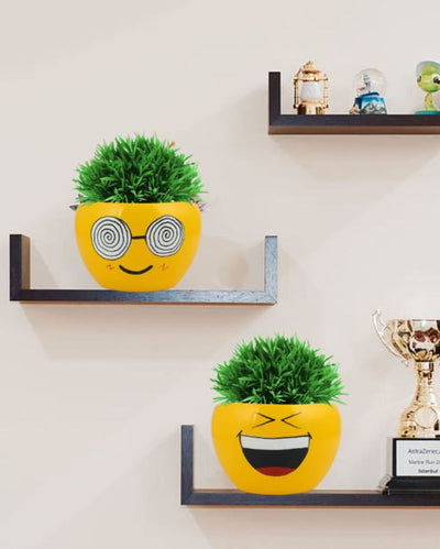 Funny Expressions Face Emoji Plant Flower Pot | Set Of 2 | 5 x 4 inches