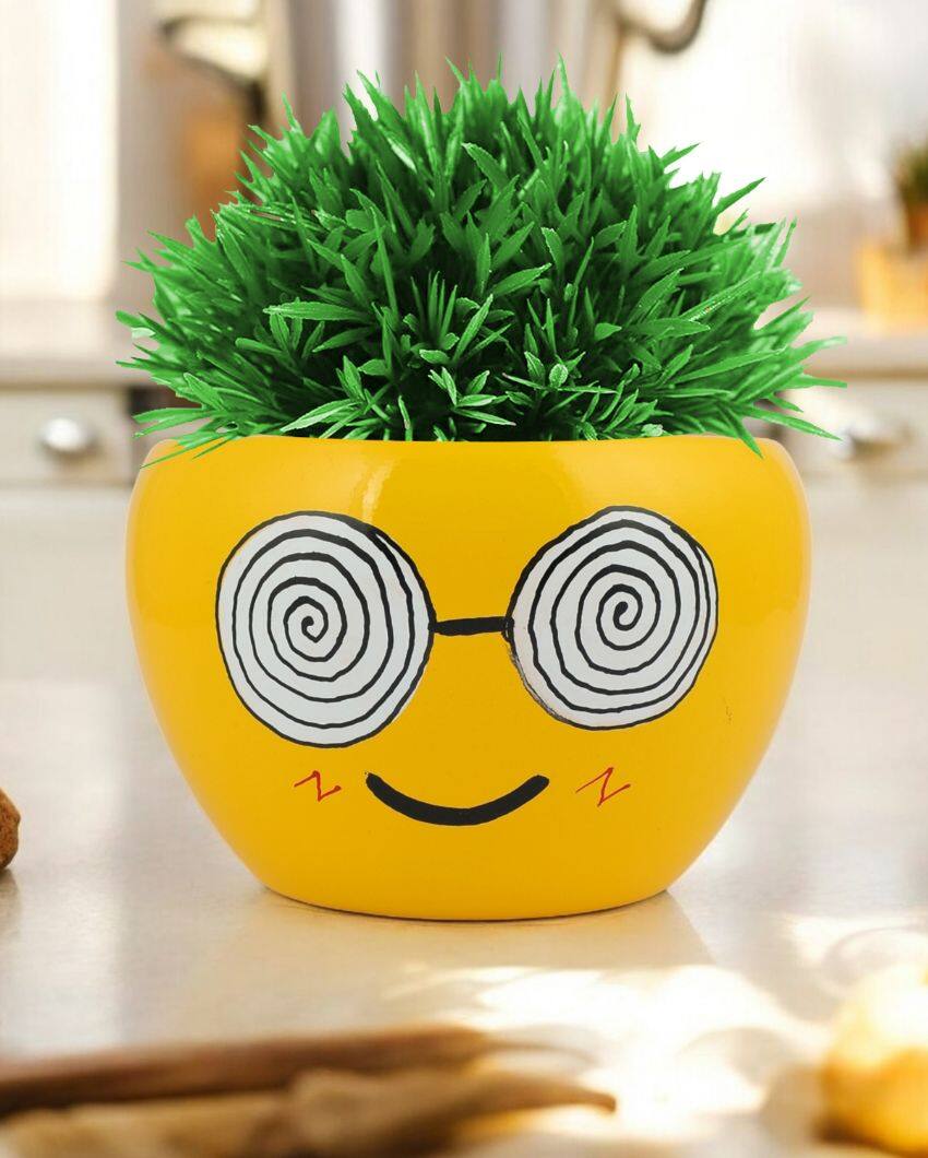 Funny Expressions Face Emoji Plant Flower Pot | Set Of 2 | 5 x 4 inches