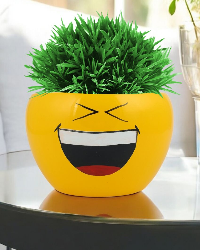 Funny Expressions Face Emoji Plant Flower Pot | Set Of 2 | 5 x 4 inches