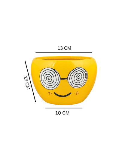 Funny Expressions Face Emoji Plant Flower Pot | Set Of 2 | 5 x 4 inches