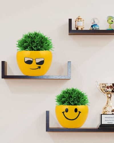 Cool Expressions Face Emoji Plant Flower Pot | Set Of 2 | 5 x 4 inches