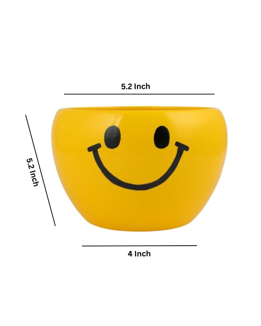 Cool Expressions Face Emoji Plant Flower Pot | Set Of 2 | 5 x 4 inches