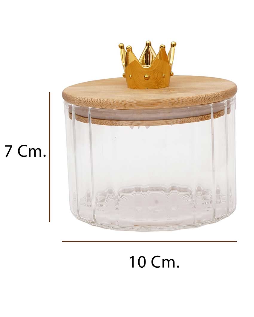 Functional Crown Design Four Canister Jar With Airtight Lid And Wooden Tray | Pack of 5