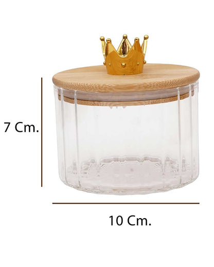 Functional Crown Design Four Canister Jar With Airtight Lid And Wooden Tray | Pack of 5