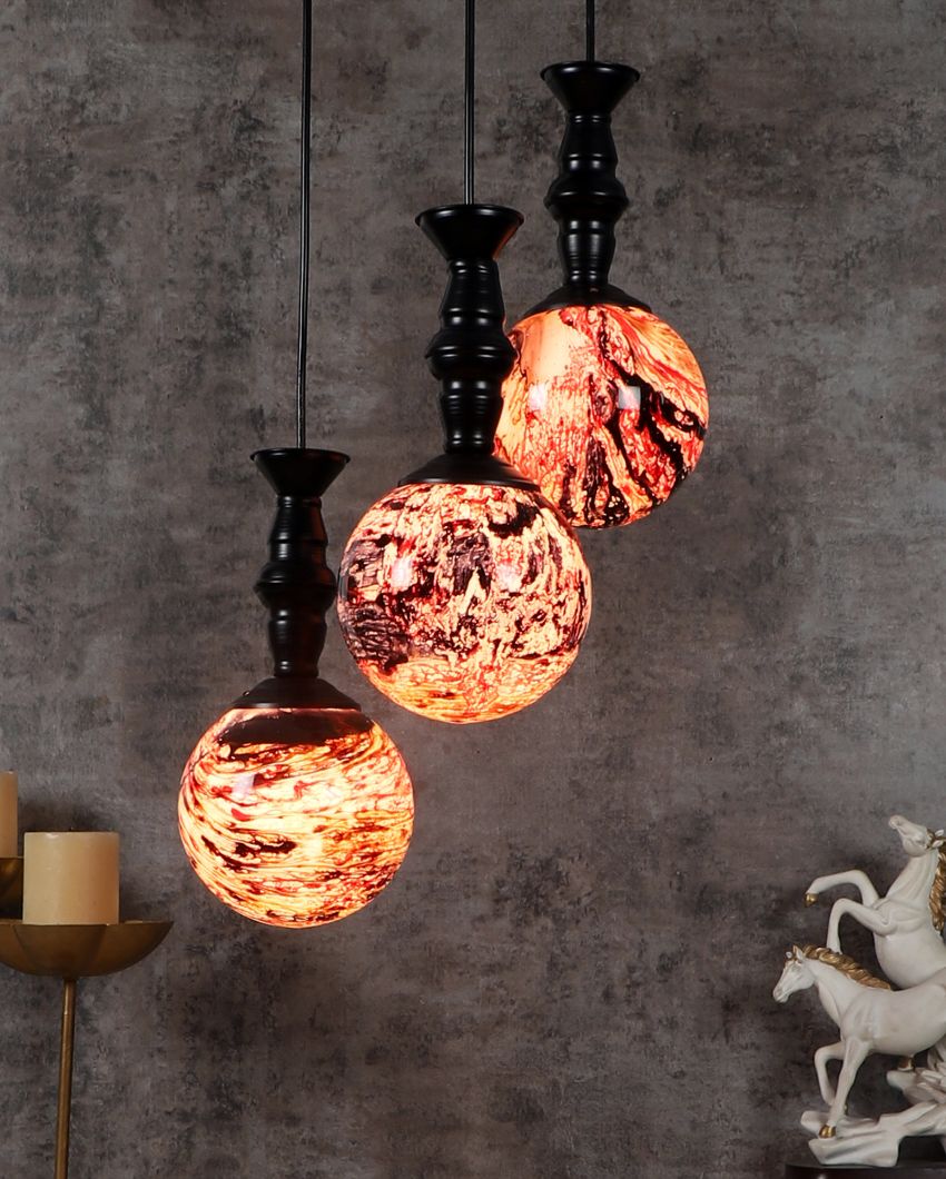 3D Glass Hanging In Golden Finish Ceiling Lamp
