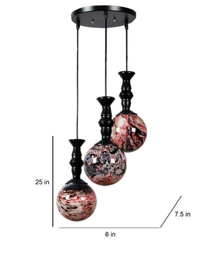 3D Glass Hanging In Golden Finish Ceiling Lamp