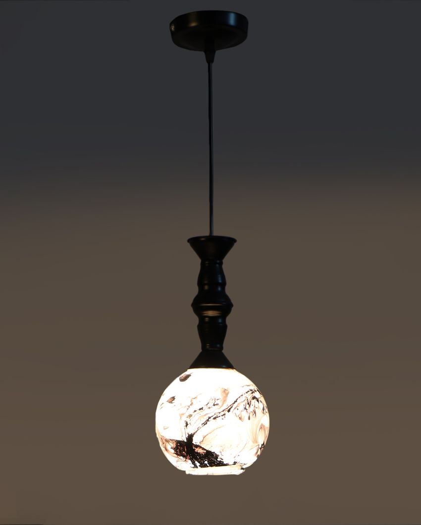 Yellow 3D Glass Hanging In Golden Finish Ceiling Lamp