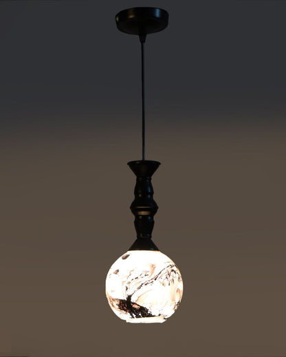 Yellow 3D Glass Hanging In Golden Finish Ceiling Lamp