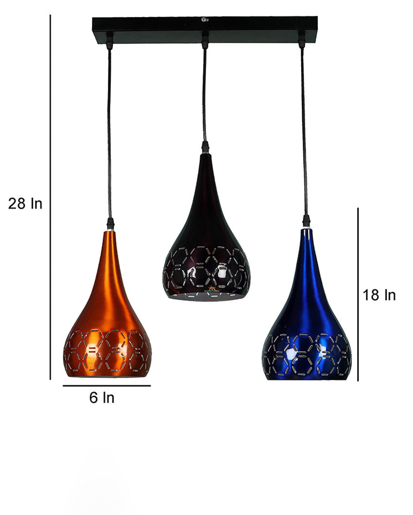 3 Lights Cutting Hanging In Mix Colour Ceiling Lamp