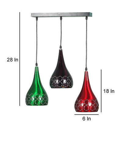 3 Lights Cutting Hanging In Mix Colour Ceiling Lamp