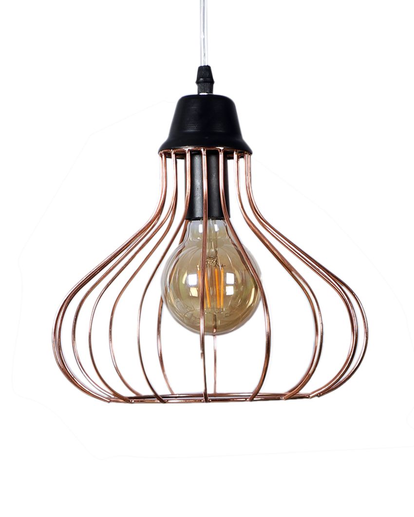Premium Look Jaal Shape Hanging In Copper Finish Ceiling Lamp
