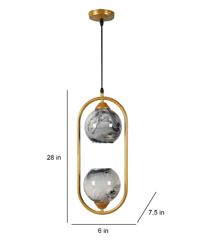 Capsule Double Light Cluster 3D Glass Golden Finish Ceiling Lamp