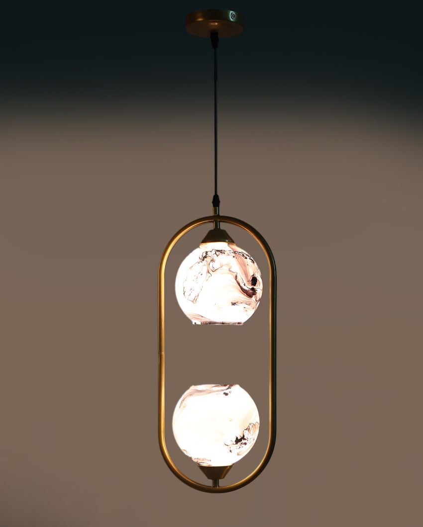 Capsule Double Light Cluster 3D Glass Golden Finish Ceiling Lamp