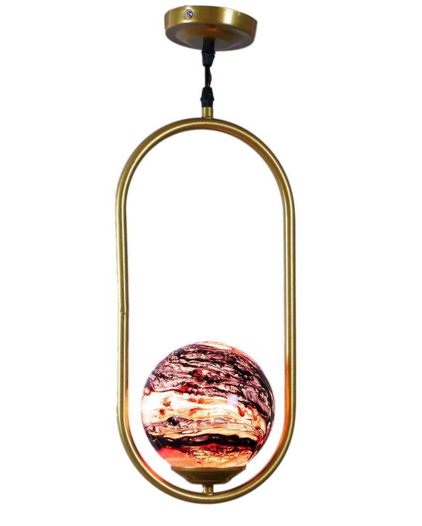 Doom Single 3D Glass Hanging In Golden Finish Ceiling Lamp