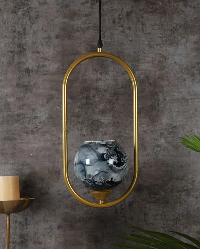 Globe Shape Single Hanging In Golden Finish Ceiling Lamp