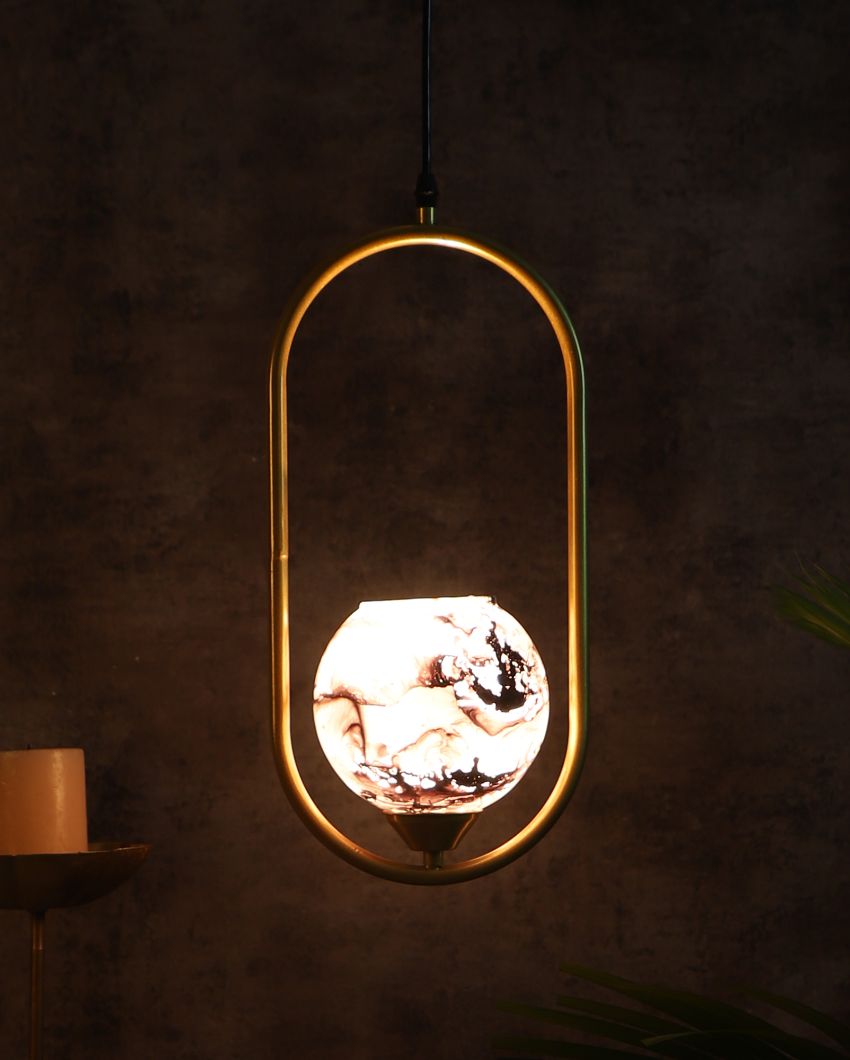 Globe Shape Single Hanging In Golden Finish Ceiling Lamp