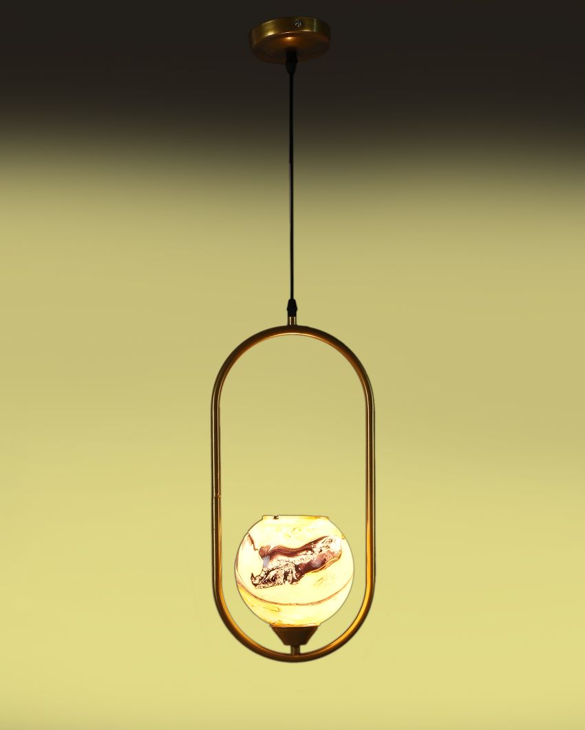 Globe Shape Single Hanging In Golden Finish Ceiling Lamp