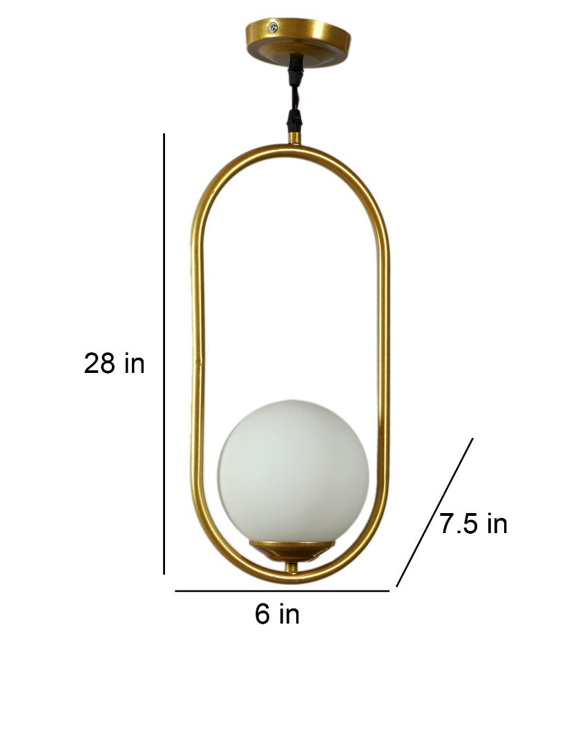 Doom Glass Hanging In Golden Finish Ceiling Lamp