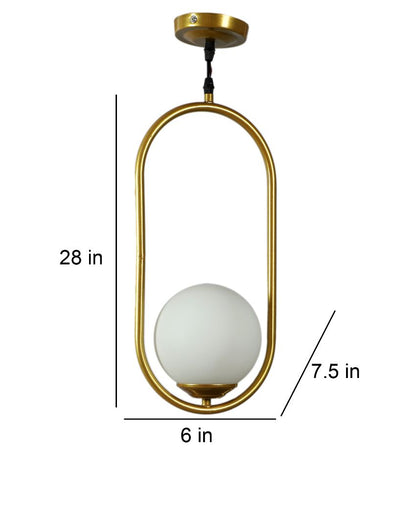 Doom Glass Hanging In Golden Finish Ceiling Lamp