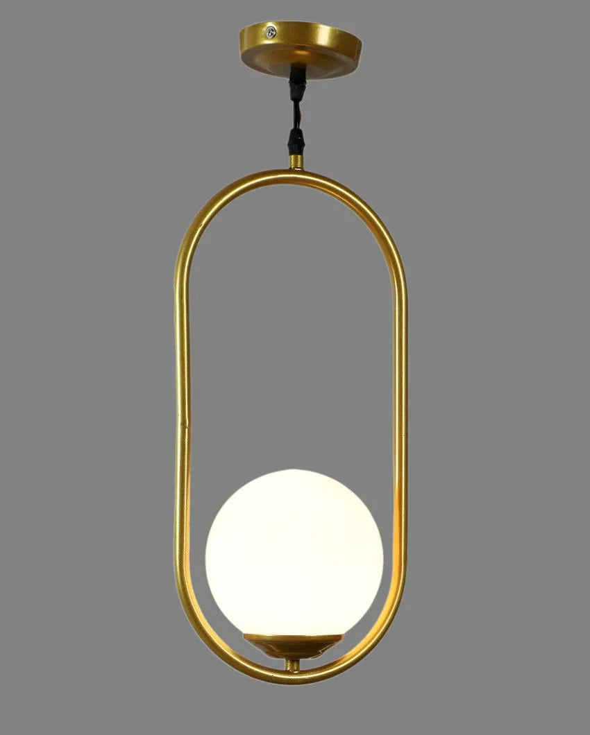 Doom Glass Hanging In Golden Finish Ceiling Lamp