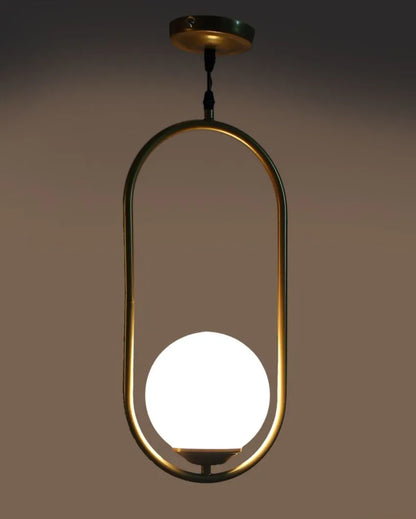 Doom Glass Hanging In Golden Finish Ceiling Lamp