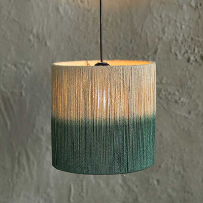 Earth Weave Green & Beige Pendant Hanging Lamp With Accessories | 9 x 11 inches