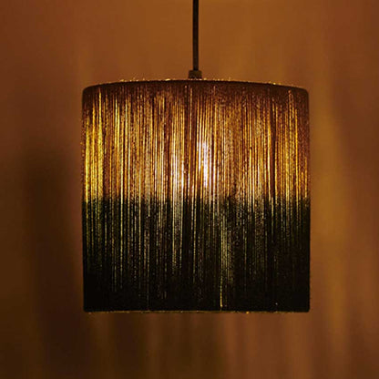 Earth Weave Green & Beige Pendant Hanging Lamp With Accessories | 9 x 11 inches