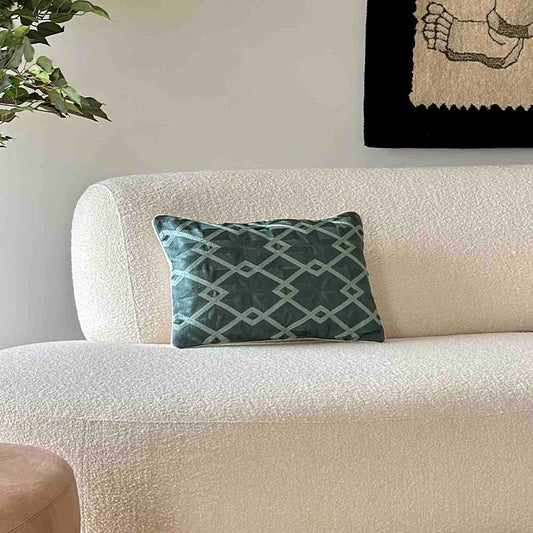 Geometric Embroidered Lumbar Cushion Cover | 12 x 20 Inches Default Title