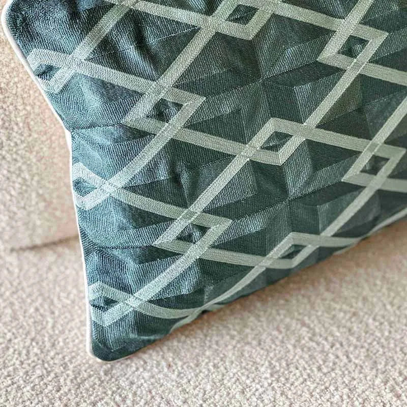 Geometric Embroidered Lumbar Cushion Cover | 12 x 20 Inches Default Title