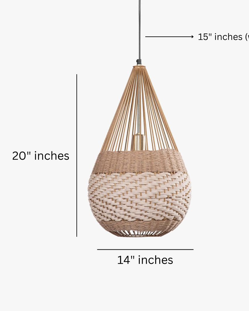 Elegant Rattan Hanging Lamp | 14 x 20 inches