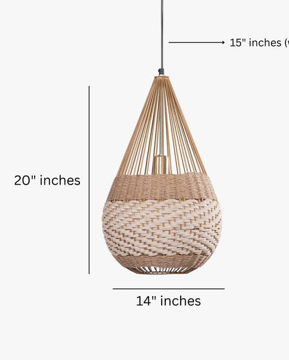 Elegant Rattan Hanging Lamp | 14 x 20 inches