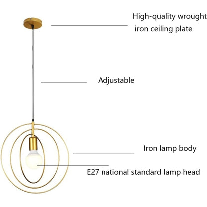 Gold Rings Adjustable Hanging Lamp With Wire and Accessories | 18 x 2 x 18 inches