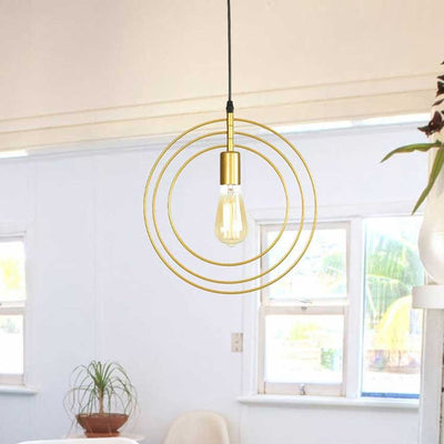 Gold Rings Adjustable Hanging Lamp With Wire and Accessories | 18 x 2 x 18 inches