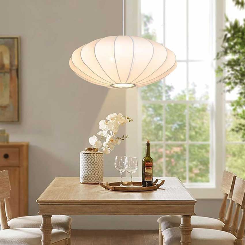 Silkworm Cocoon Italian White Pendant Lamp With Wire and Accessories