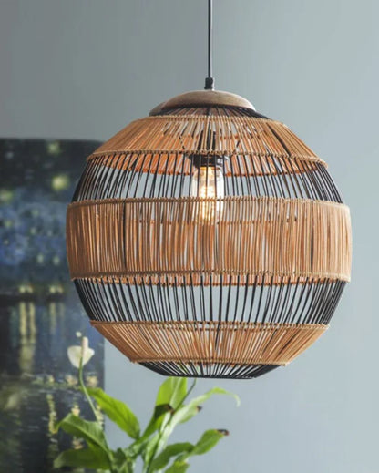 Handcrafted Rattan Hanging Lamp | 16 x 16 inches