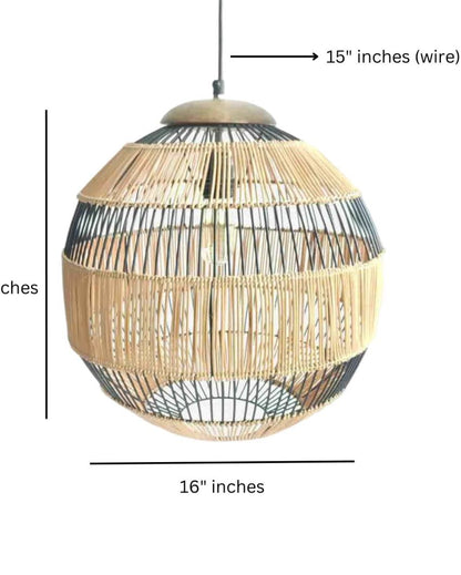 Handcrafted Rattan Hanging Lamp | 16 x 16 inches